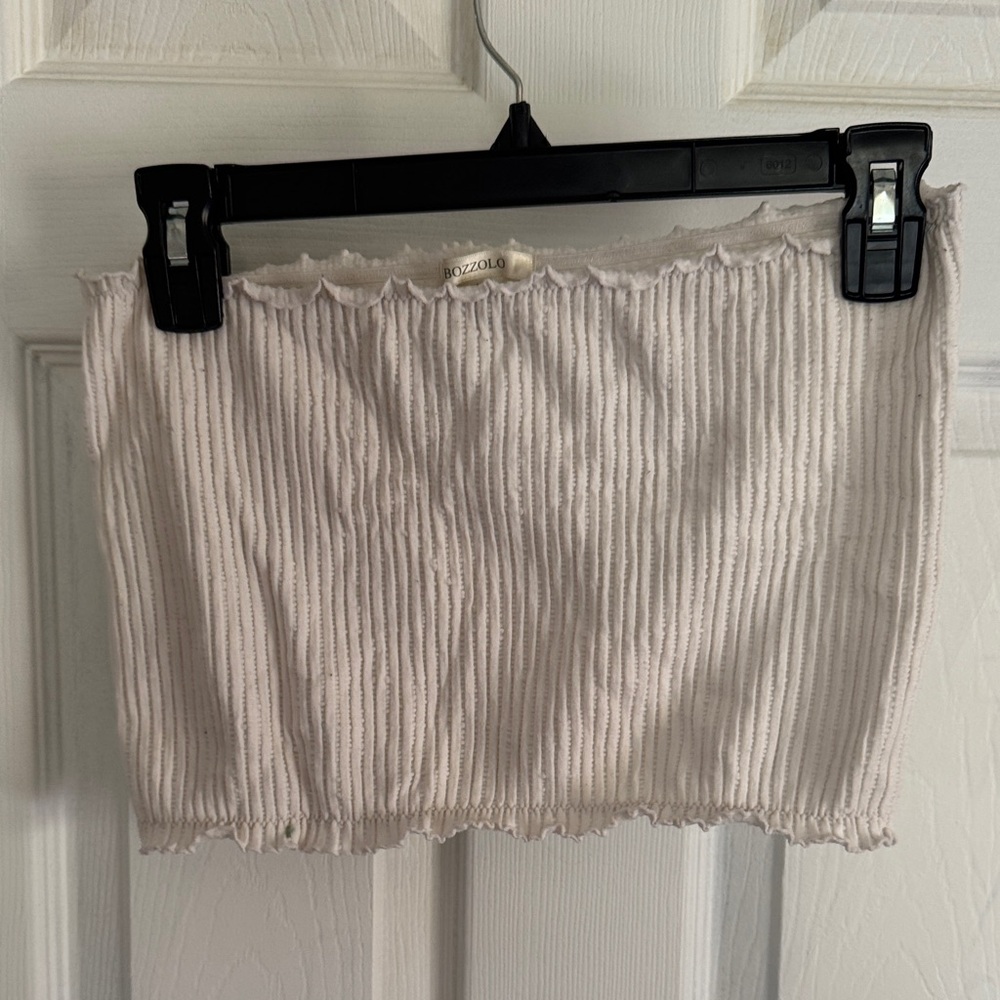 Bozzolo Off-White Ribbed Tube Top